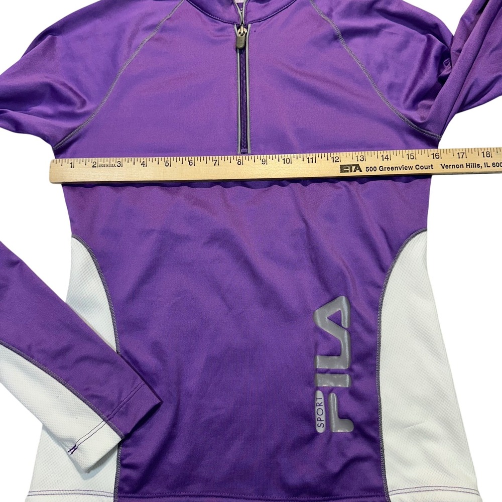 Fila Sport Womens Quarter Zip Pullover Activewear Top Purple White Small Snags - Picture 5 of 10